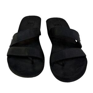 Teva Mush Mandalyn Thong Black Slip On Toe Loop Wedge Sandal Women Size 10